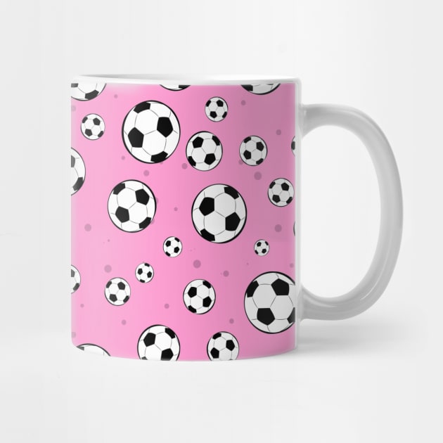 Football / Soccer Ball Seamless Pattern - Pink Background by DesignWood-Sport